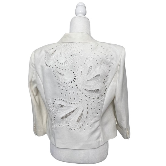 BCBGMaxAzria Natalia Off White Cropped Lace Back Jacket - Size Large - Picture 2 of 14